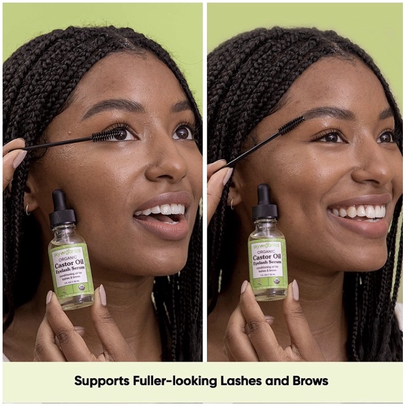 Serum dưỡng mi dầu thầu hữu cơ Sky Organics Castor Oil 30ml USA