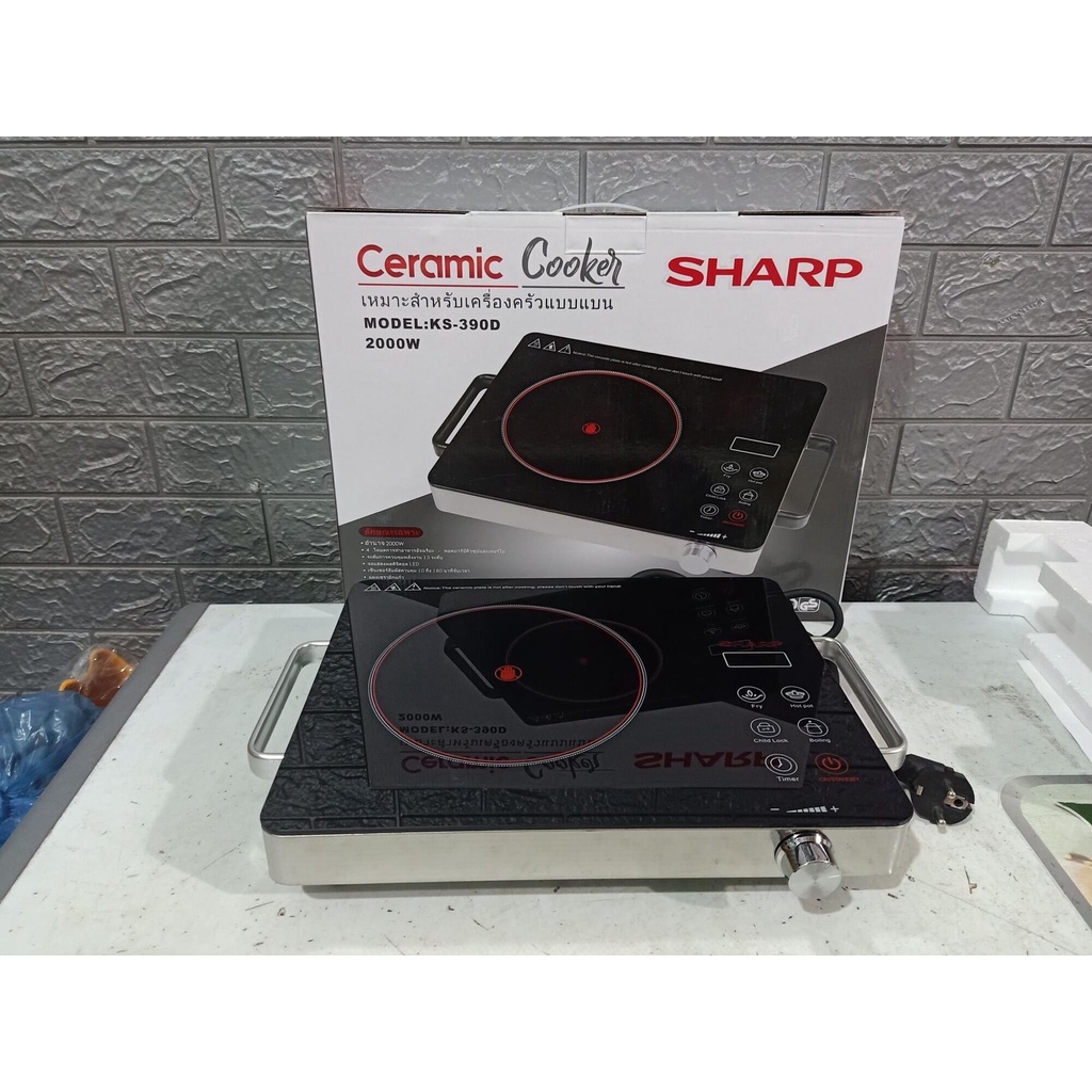 Bếp hồng ngoại sharp ks390D đun được tất cả các loại nồi, công suất 2000w lớn đun nhanh, bề mặt kính cường lực cảm ứng