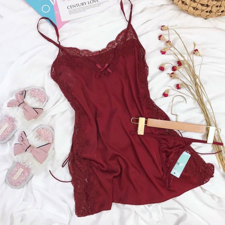 Váy ngủ sexy đan dây hông đầm ngủ lụa phối ren gợi cảm với màu trắng tinh khôi | BigBuy360 - bigbuy360.vn