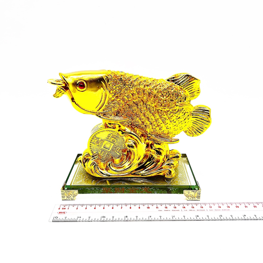 Cặp tượng cá kim long vàng đế kiếng phong thủy tài lộc