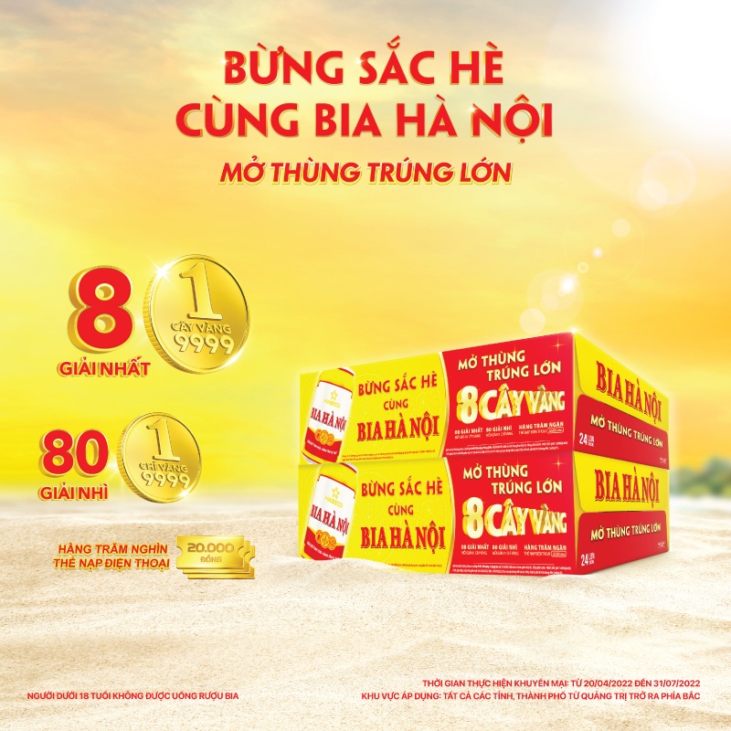 [Mã FMCGMALL -8% đơn 250K] Thùng 24 lon Bia Hà Nội - HABECO (330ml/lon) - Phiên bản Tết