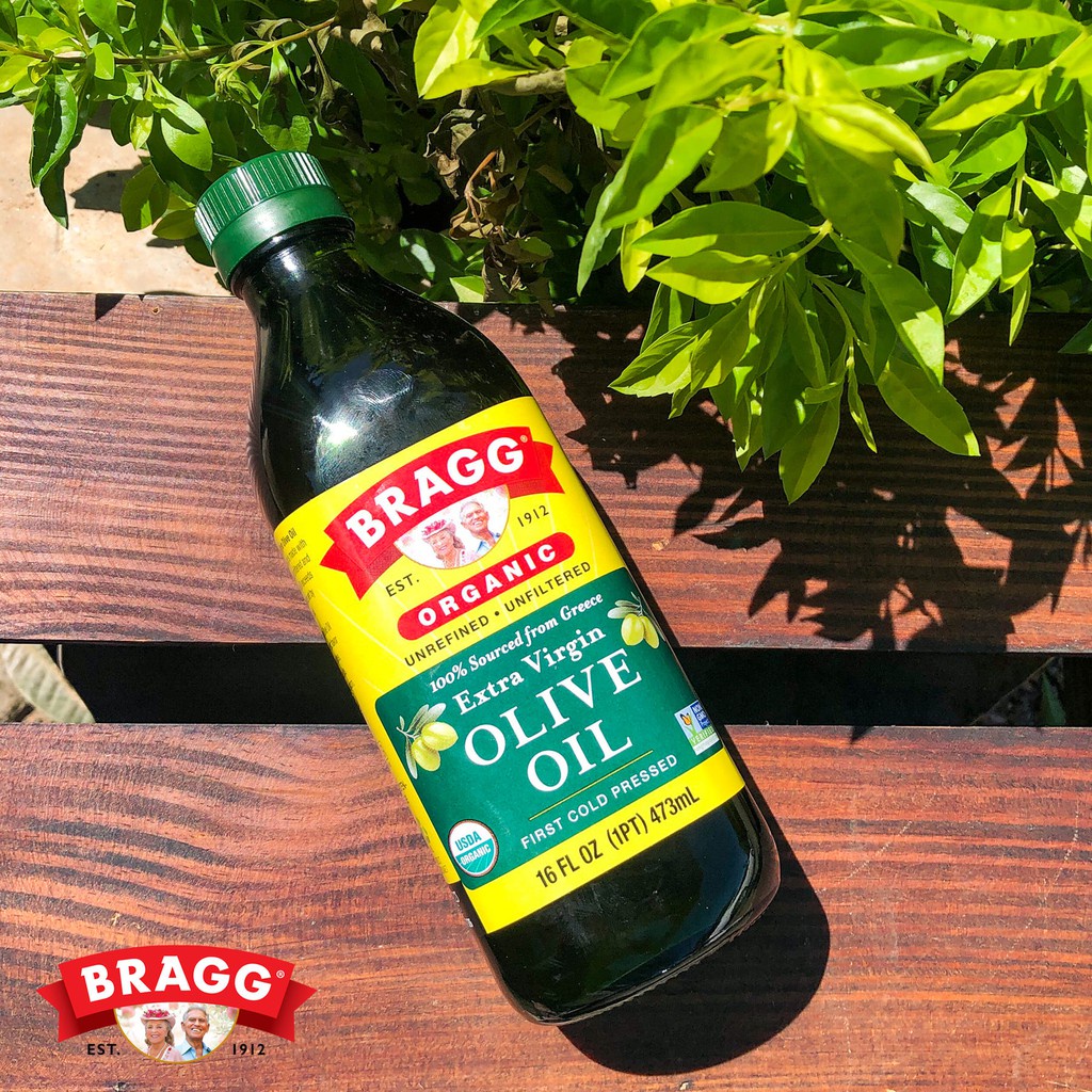 Dầu oliu hữu cơ ép lạnh Bragg 473ml