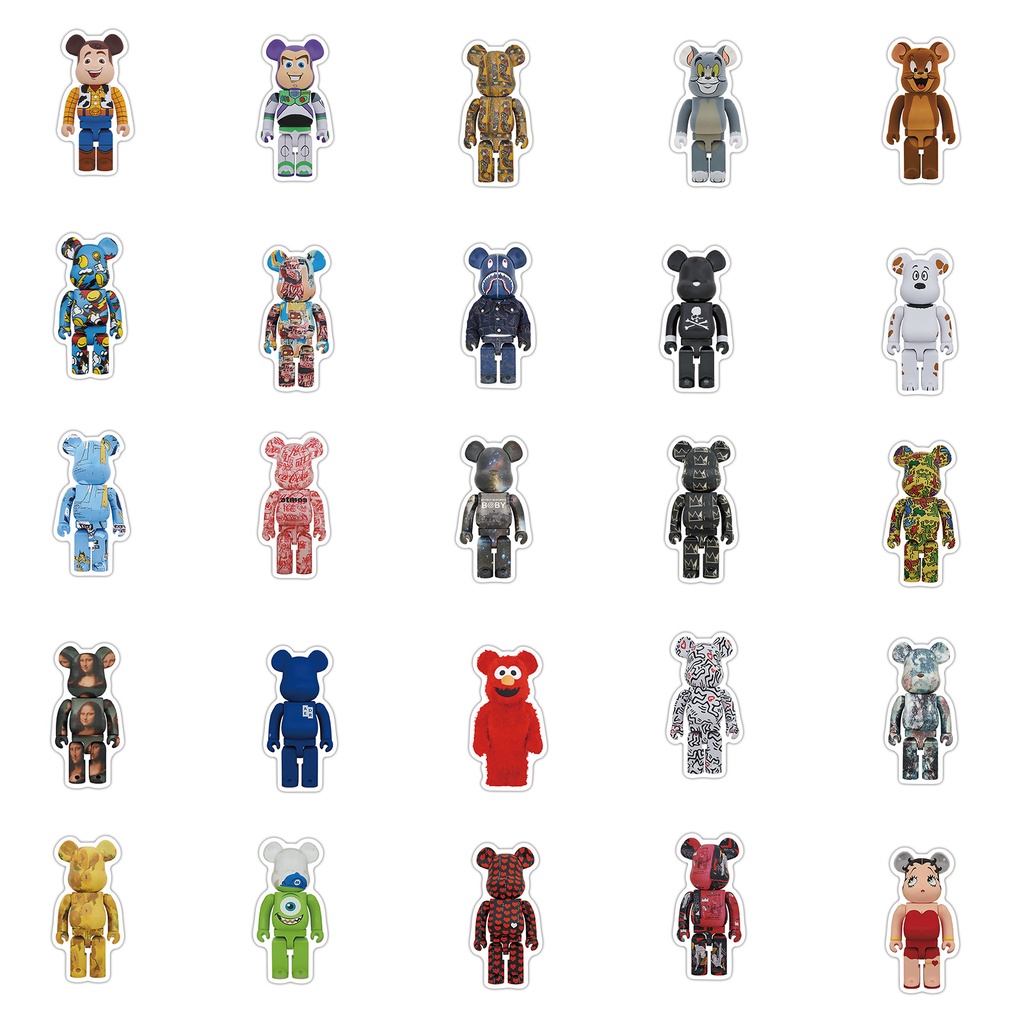 JOJO· Bộ Hình Dán Chống Thấm Bearbrick, 50 tờ/bộ