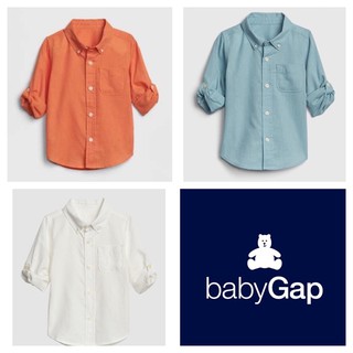 🌈 🌈 🌈 Áo sơ mi tay dài Baby Gap chất linen cotton thoáng mát, êm mịn cho bé trai hay bé gái mặc đều được