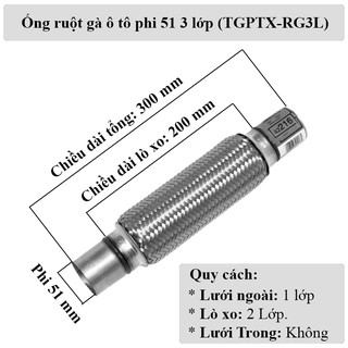 Ống ruột gà ống xả ô tô phi 51 (Đường kính 51)