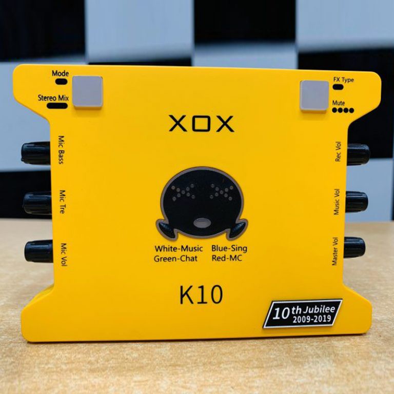 Sound card XOX K10 phiên bản 10th jubilee nâng cấp mới nhất đến từ XOX. Chuyên dùng livestream, karaoke online, thu âm..