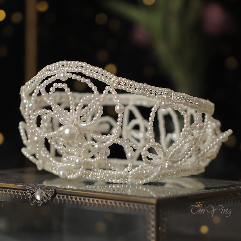 GETNOIVAS Set Vương Miện Và Bông Tai Handmade Sang Trọng Cho Cô Dâu