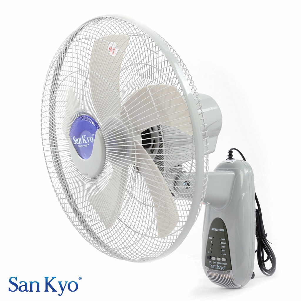Quạt Treo Tường Remote Sankyo - Động Cơ Motor Dây Đồng - Điều Khiển Từ Xa - Hẹn Giờ - Đèn LED - Cỡ Lớn 16 Inch