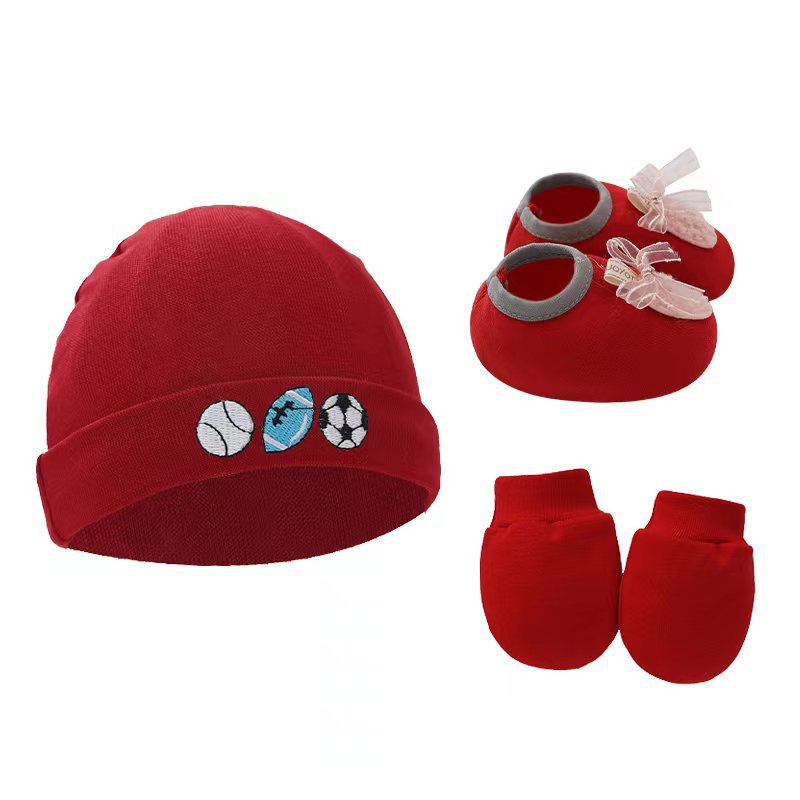 Set 3 Món Gồm Găng Tay + Găng Tay + Vớ cotton Họa Tiết Hoạt Hình Cho Bé 0-6M