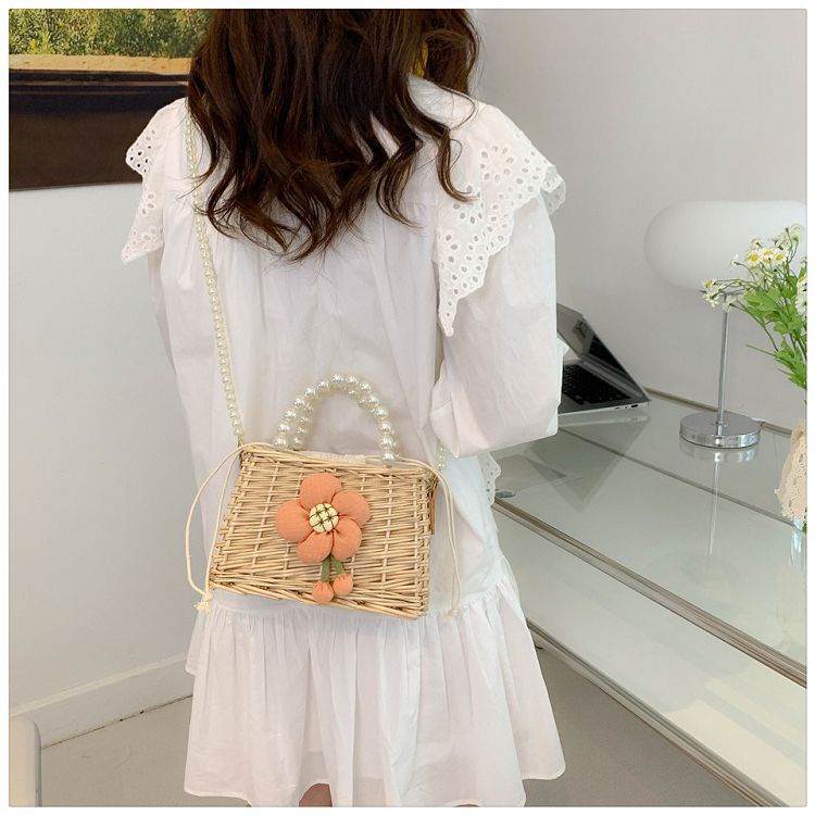 Túi Đeo JASMIN NOIR Chéo Mây Đan Đính Hoa Ngọc Trai Thời Trang Cho Nữ