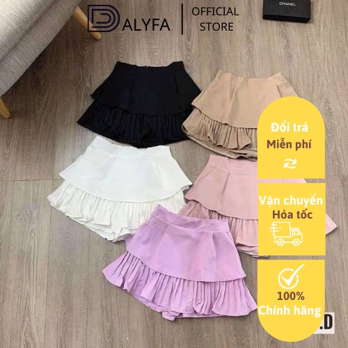 Chân váy bèo 2 Tầng xòe DALYFA chất liệu cotton pha phù hợp mặc đi chơi