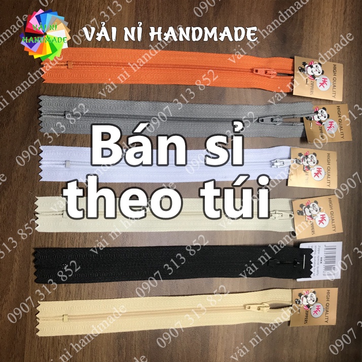 Túi 12 DÂY KÉO KHÓA 18cm - đầu sắt - may túi xách, may quần áo, may túi đựng bút, may vỏ gối.