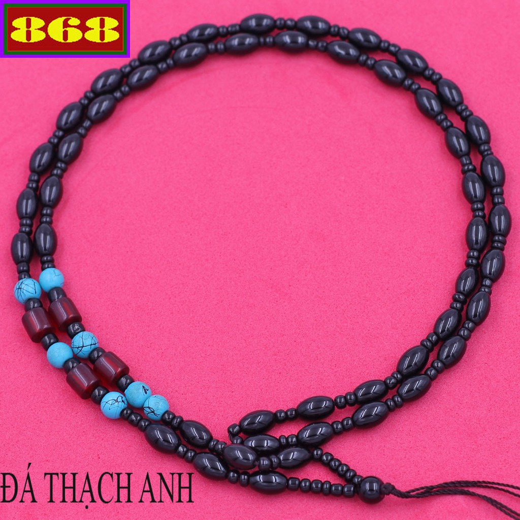 Vòng cổ hạt đá Đen DCHTAEXG - Dây chuỗi hạt gạo đá