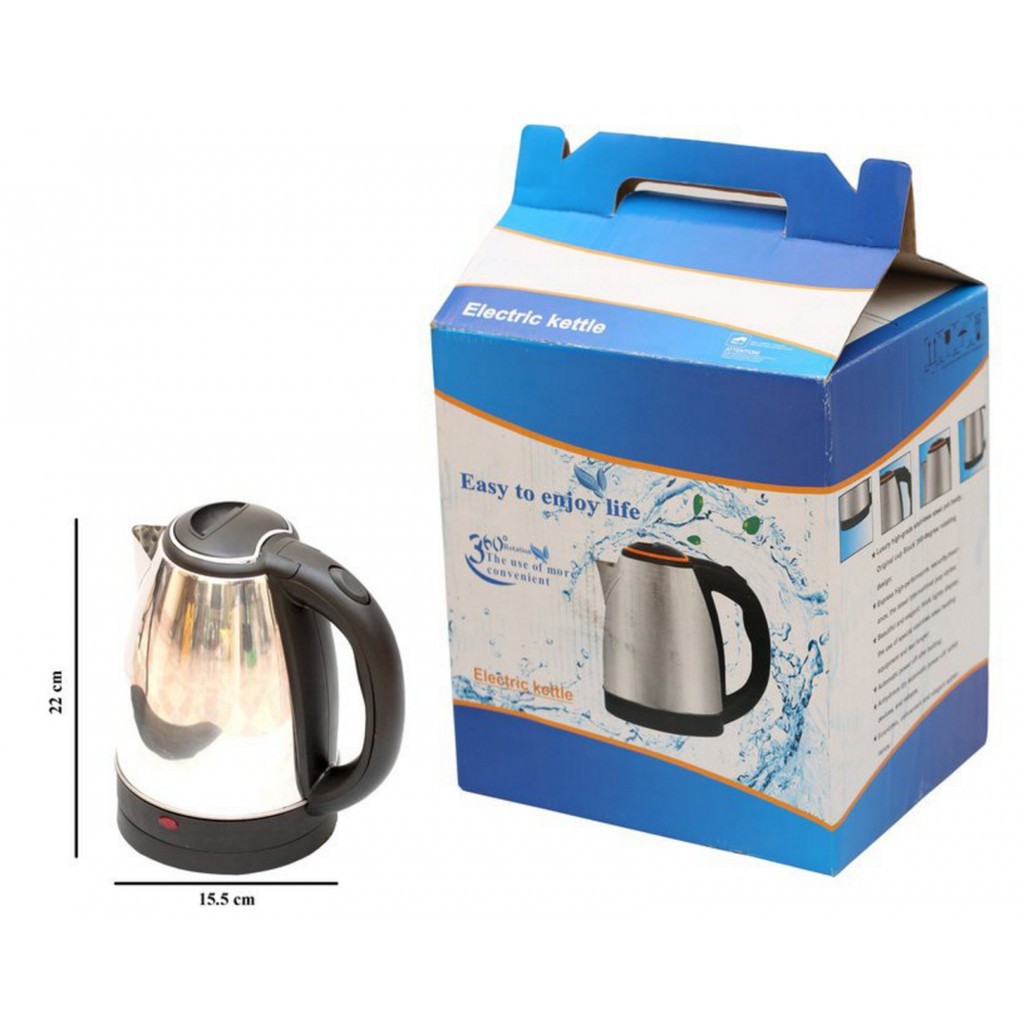 Ấm siêu tốc inox đun nước sôi 1.8L Electric Kettle cắm điện tự ngắt, bình đun nấu nước nóng siêu tốc pha sữa, trà cà phê