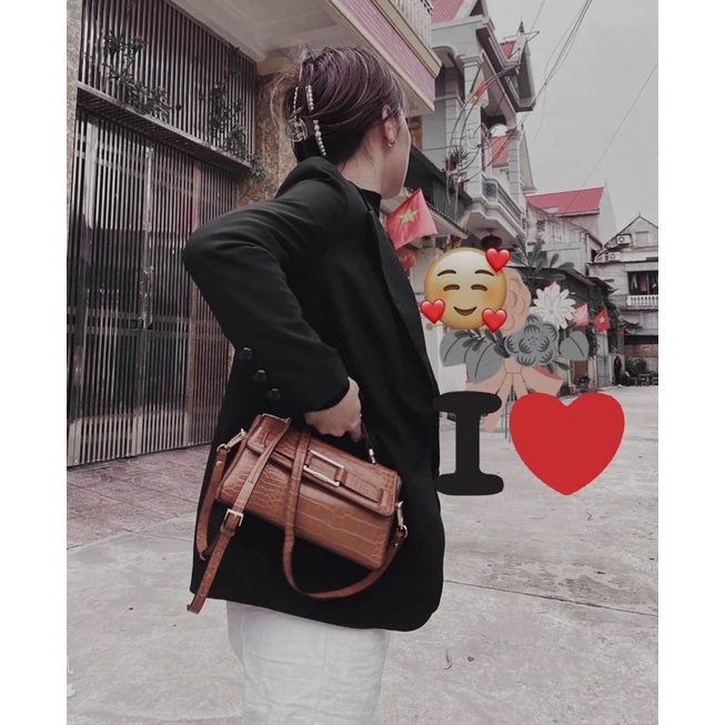 Túi da giả rắn zara dòng cross màu nâu