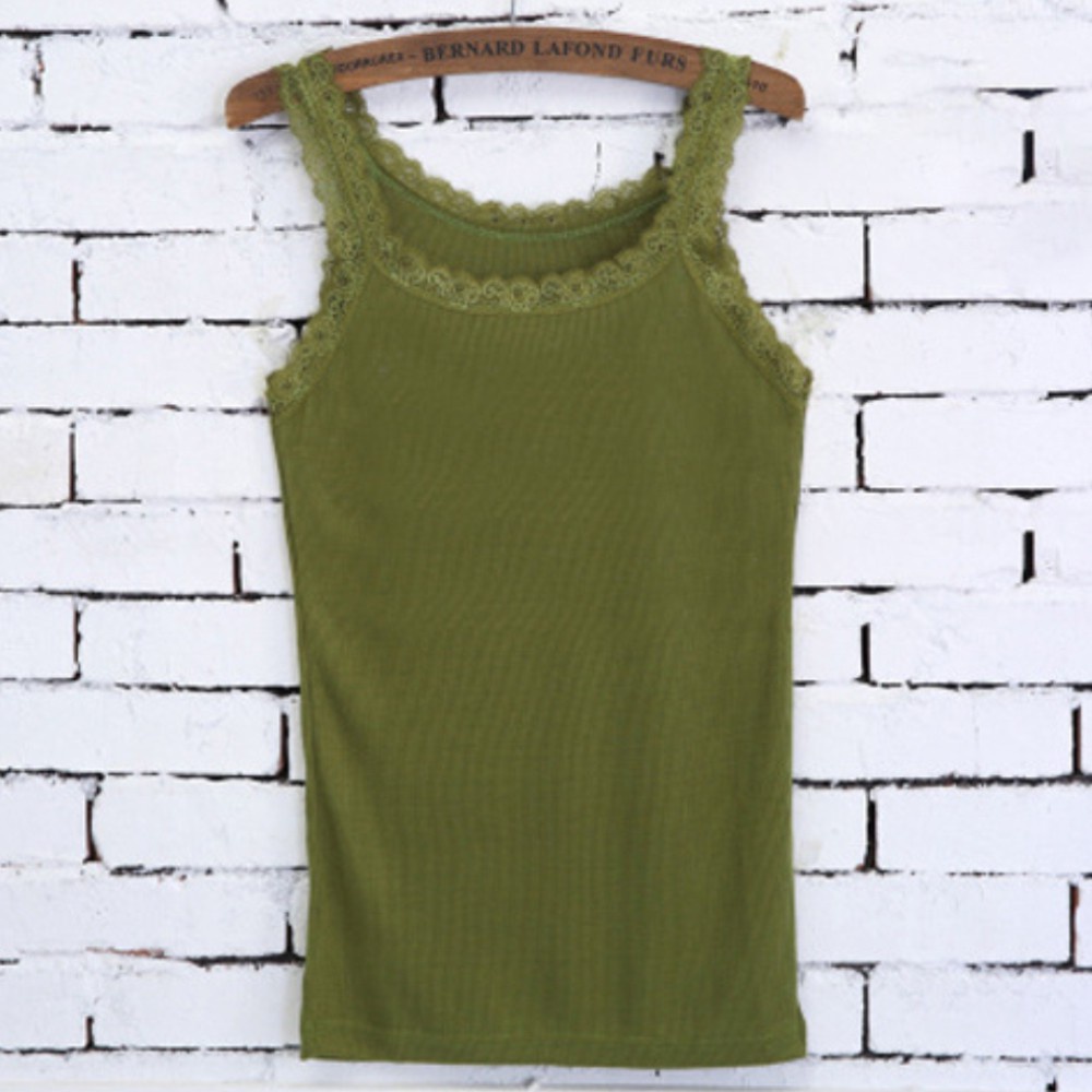 Áo Hai Dây Cổ Tròn Phối Ren Màu Sắc Quyến Rũ Thời Trang Mùa Hè Cho Nữ | BigBuy360 - bigbuy360.vn