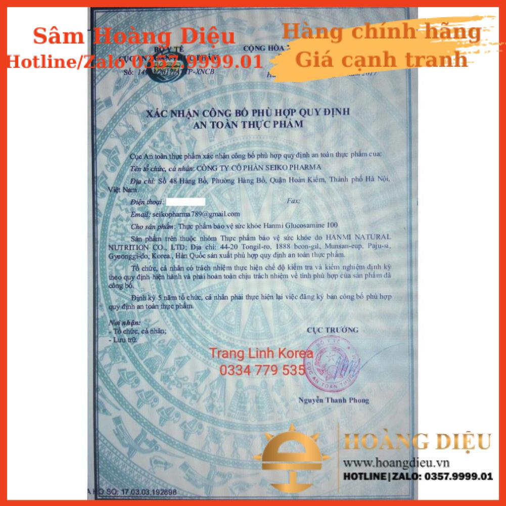 Sâm Hoàng Diệu - Bổ Khớp Hàn Quốc Glucosamine 100VIP, Hộp 180 viên
