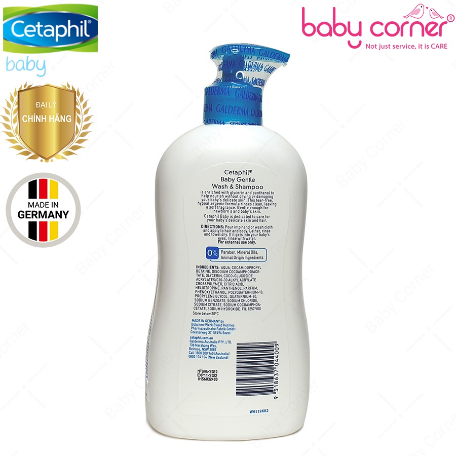 SỮA TẮM GỘI 2 TRONG 1 DỊU NHẸ CETAPHIL BABY KHÔNG CAY MẮT CHO BÉ 230ml/ 400ml