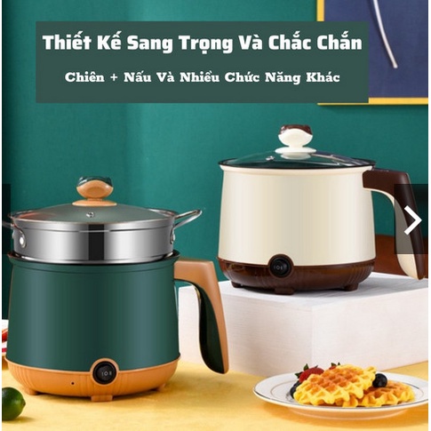 Nồi Lẩu Điện Đa Năng , Ca nấu mì,nồi cơm mini 2 NẤC NHIỆT Kèm Giá Hấp  18cm.Mẫu mới 2021