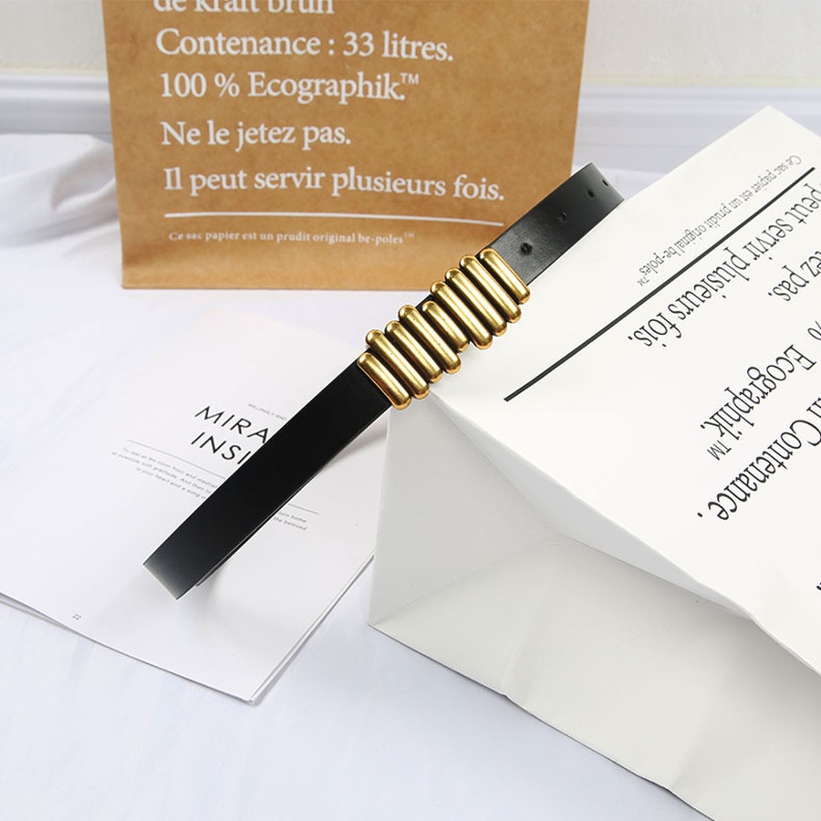 Thắt Lưng Da PU Phối Nút Phong Cách Retro Thời Trang Hàn Quốc