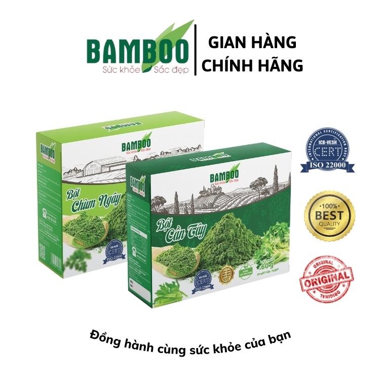 Combo Bột cần tây và Bột chùm ngây Bamboo nguyên chất, siêu mịn (hộp 60g/ 20 gói x 2)