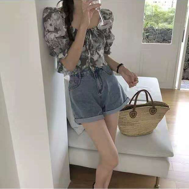 Áo croptop BH nhuộm màu ống tay phồng thời trang mùa hè 2021 cho nữ