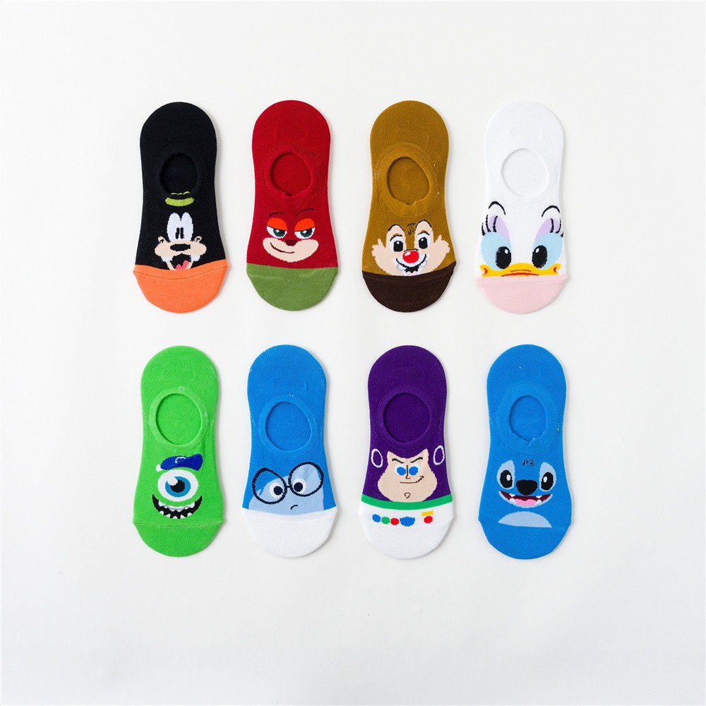 Vớ Lười Disney Tất Lười nữ Hoạt hình stitch mike sadness buzz cáo Mang giày thể thao Phong cách Ulzzang Vớ ẩn Nữ Cotton