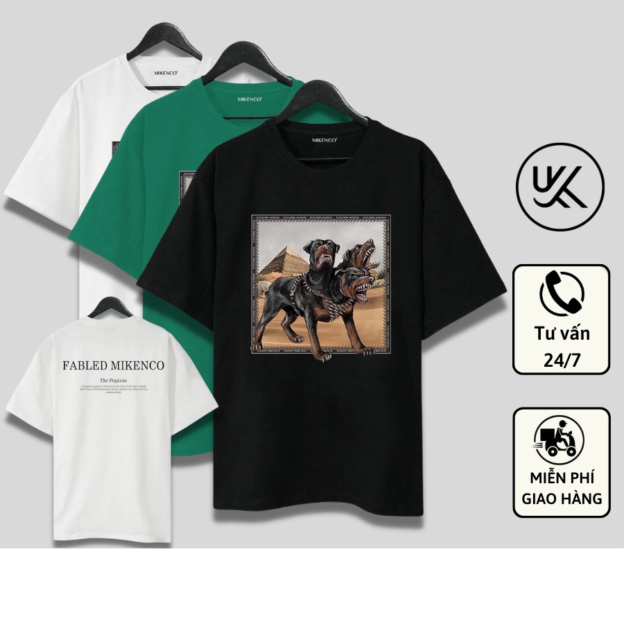Áo Thun Tay Lỡ MIKENCO CHÓ 3 ĐẦU CEBERUS, áo phông unisex Form rộng oversize, chất liệu Cotton. KKIM Shop