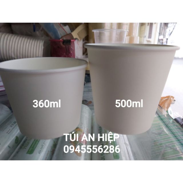 Cốc, bát giấy trắng chịu nhiệt (50 cái) | White paper cups and bowls (50 pcs/set)