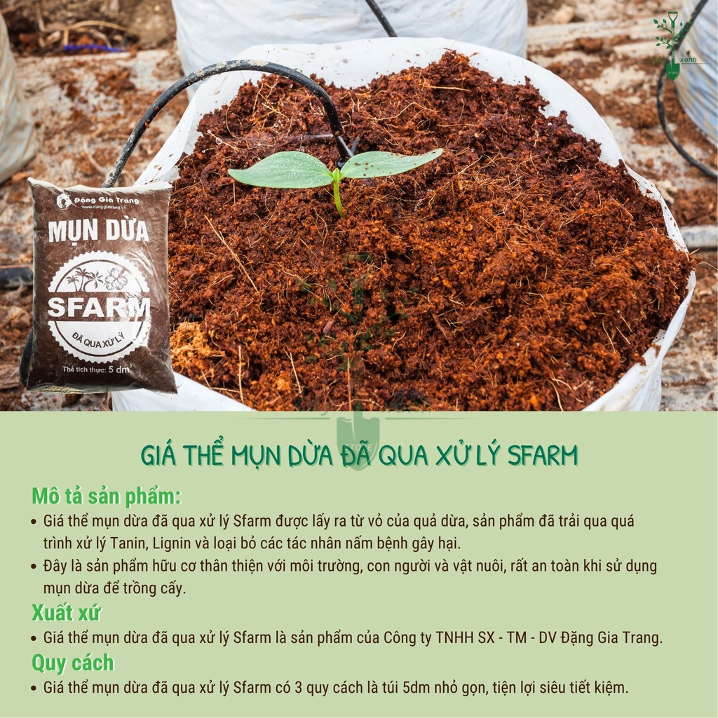 Mùn Dừa, Xơ Dừa Đã Qua Xử Lý 5DM3 [1.2 - 1.3Kg] Làm Giá Thể Trồng Cây - Sfarm - Hạt Giống, Đất sạch, Phân Bón, Hữu Cơ