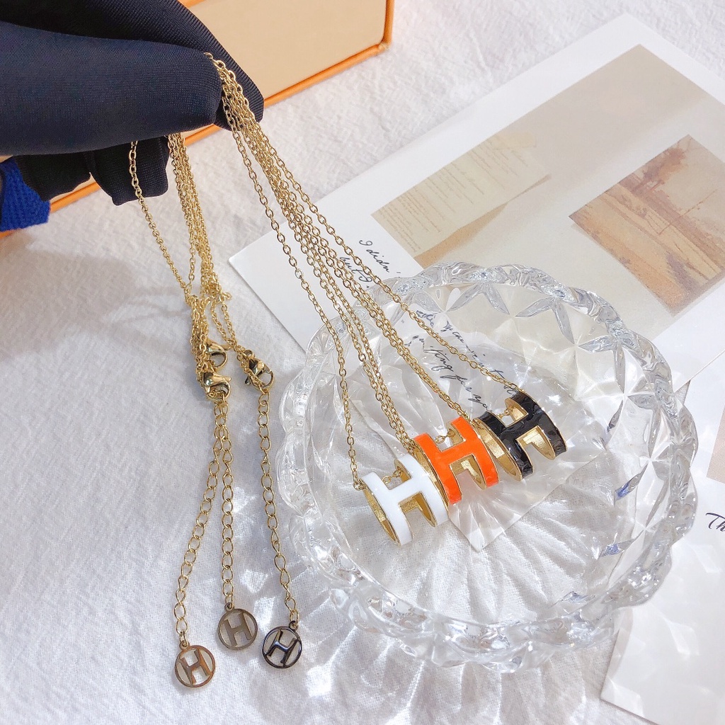 Vòng Cổ Thép Titan Mặt Hình Chữ H Thời Trang Cá Tính