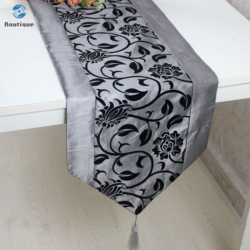 ✿♥▷ Simple Table Runner Cloth Floral Printed Taffeta Retro Decorative Wedding Bed Table Linen