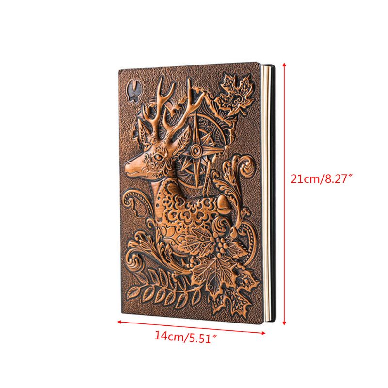Sổ Tay Khổ A5 Bìa Da Dập Nổi Họa Tiết Hươu Sáng Tạo