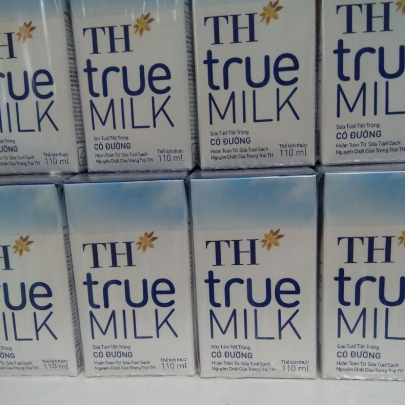 Sữa Tươi Tiệt Trùng Nguyên Chất TH true MILK 110 ml (vỉ 4 hộp)