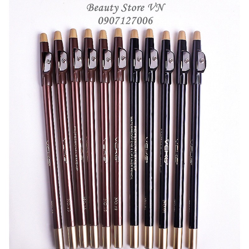 Chì Kẻ Mắt Chống Nước Kèm Đồ Chuốt Waterproof Eyeliner Pencil | BigBuy360 - bigbuy360.vn