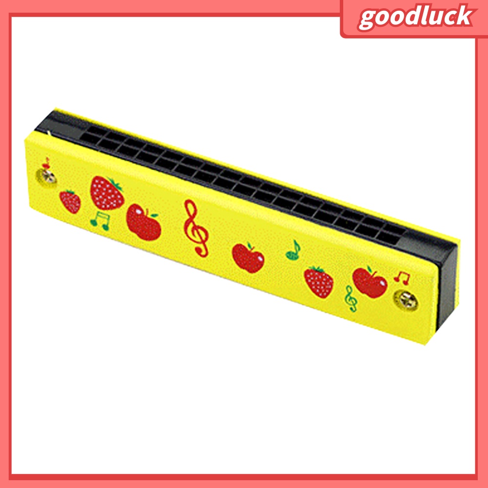 Kèn Harmonica 16 lỗ bằng gỗ họa tiết trái cây giáo dục sớm cho bé
