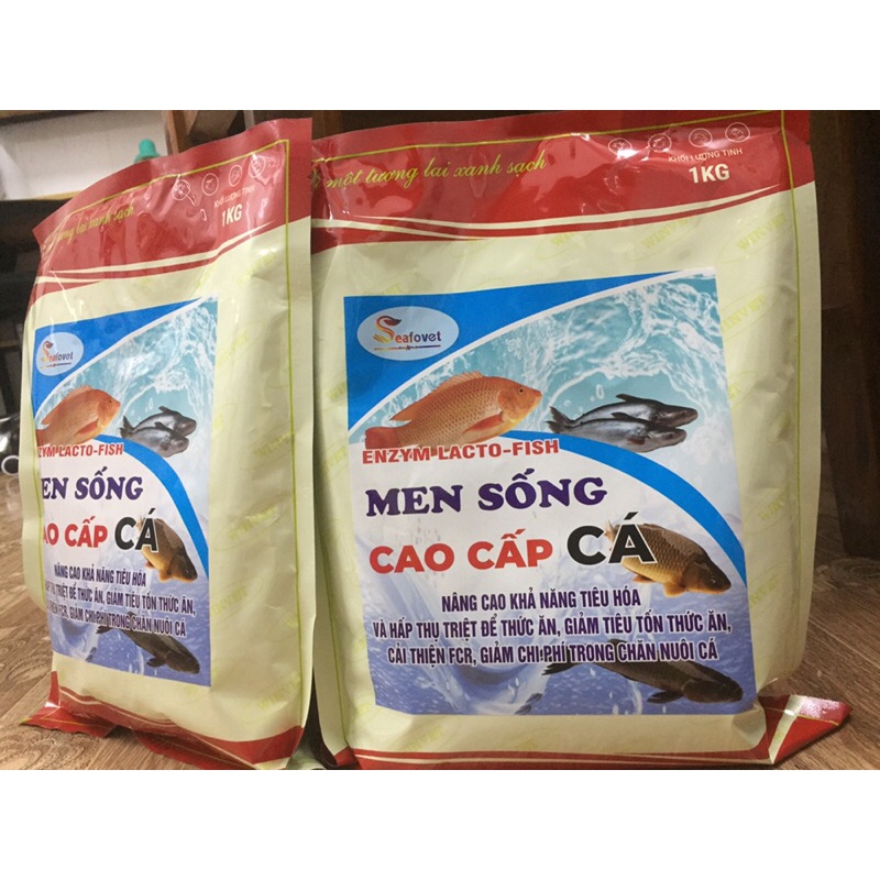 Men tiêu hoá cá cao cấp 1kg bổ sung lợi khuẩn tăng cường hấp thu thức ăn, giảm bệnh đường tiêu hoá, hỗ trợ vỗ béo cá