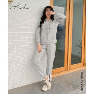 HIDRO Bộ hoodie nỉ da cá chéo