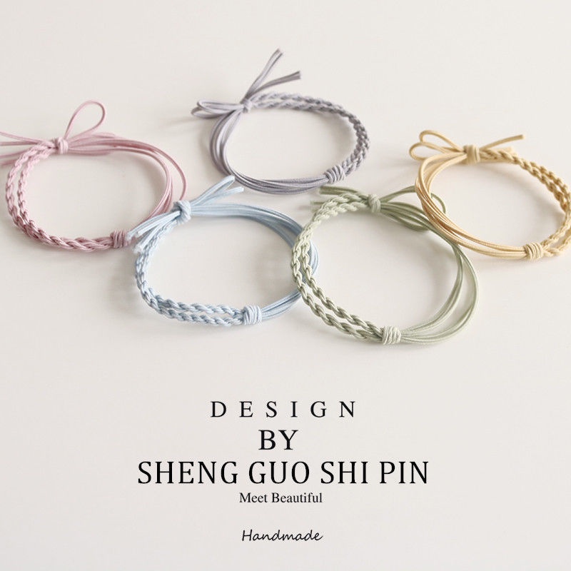 Dây buộc tóc bện màu đơn giản tùy chọn thời trang xinh xắn cho nữ