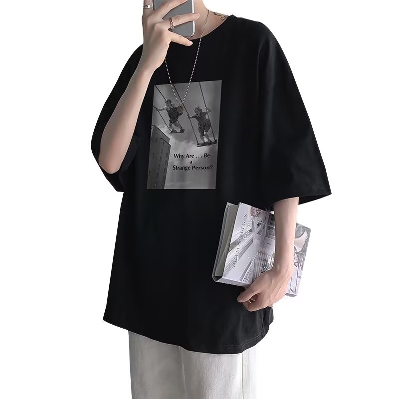 Áo Thun Tay Ngắn Dáng Rộng In Họa Tiết Hoạt Hình Phong Cách Hip Hop Thời Trang Mùa Hè Cho Nam Và Nữ size M-8XL