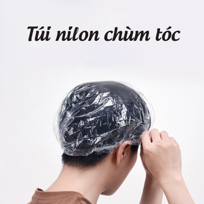 Set 100 nilon trùm đầu dùng 1 lần, bao trùm tóc, ủ tóc đa năng