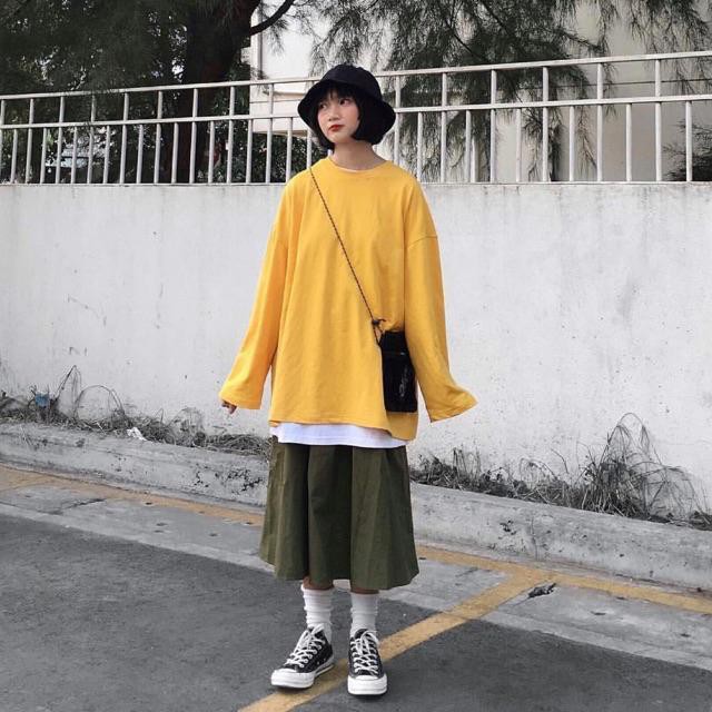 Áo thun dài tay trơn nhiều màu basic unisex , long tee