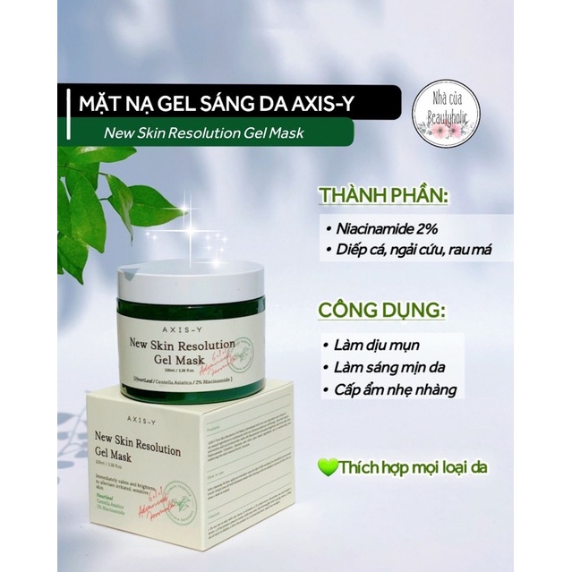 Mặt nạ gel dưỡng sáng da AXIS-Y NEW SKIN RESOLUTION GEL MASK