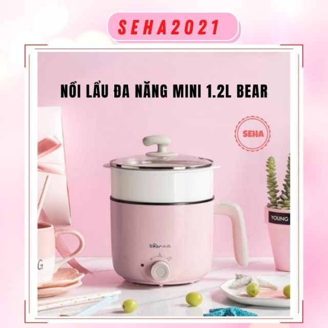 Nồi Lẩu Điện Mini Đa Năng Bear Nồi Hấp Chiên Xào Bằng Điện Dung Tích 1.2L Seha2021