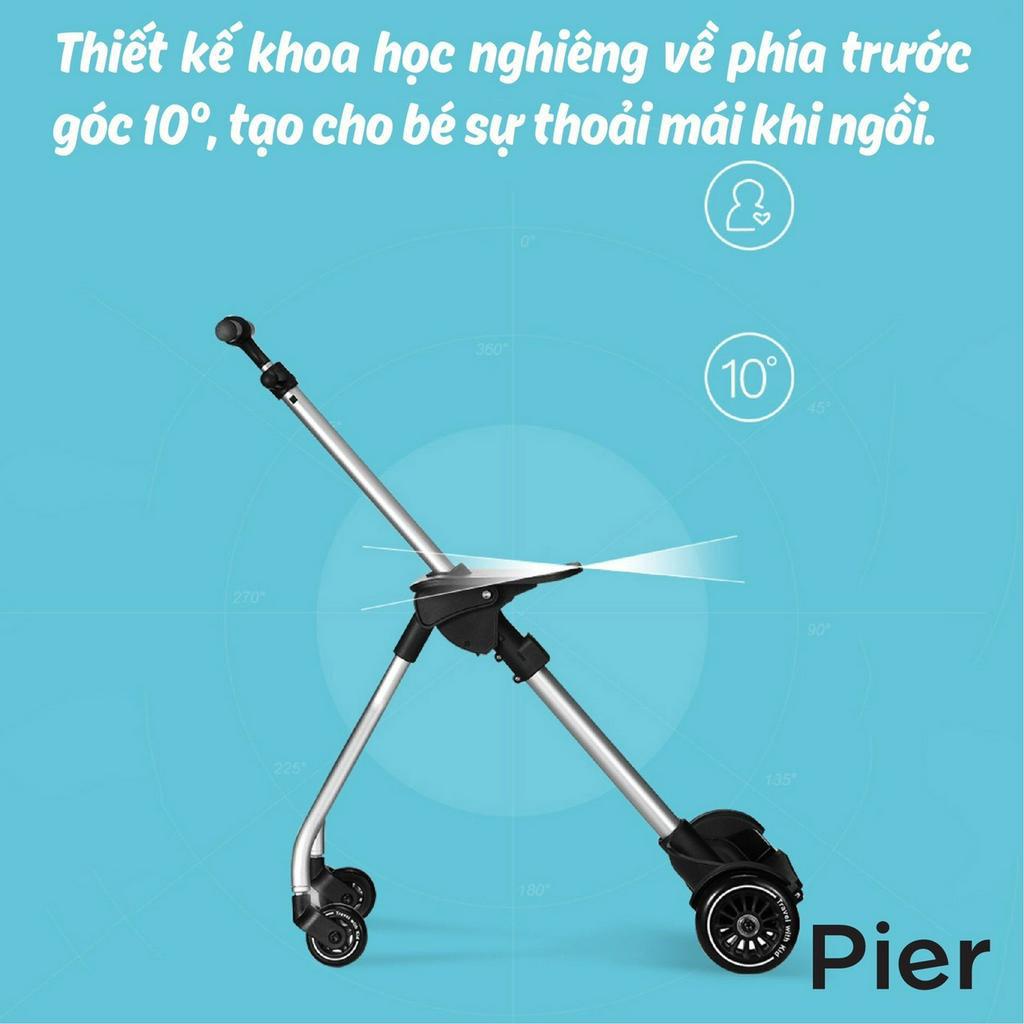 Xe đẩy kiêm vali Pier thuận tiện khi mang theo du lịch, Vali xe đẩy trẻ em hottrend 2 in 1 đựng đồ xe đẩy 2023
