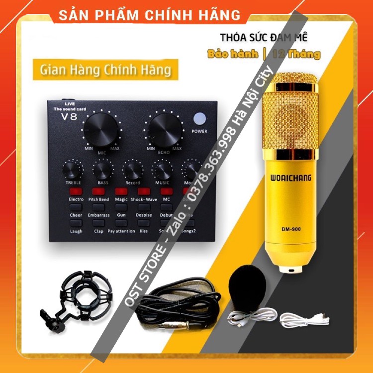 Bộ Mic Hát Livestream V8 &amp; Mic BM900 . Âm Thanh Cực Hay , Dễ Dàng Lắp Đặt , Giá Cả Hợp Lý . Bảo Hành 12 Tháng