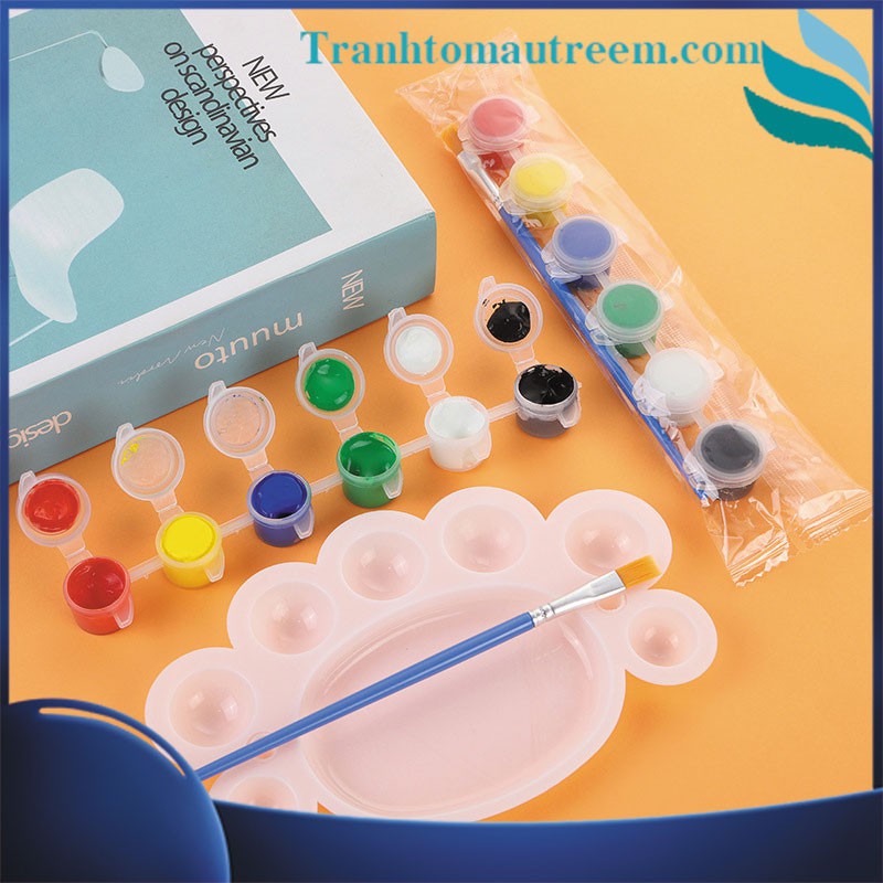 Vỉ Màu Nước Vẽ Tranh Tô Màu Tô Tượng 6 Màu 2ml và 3ml Kèm Cọ Nhập Khẩu