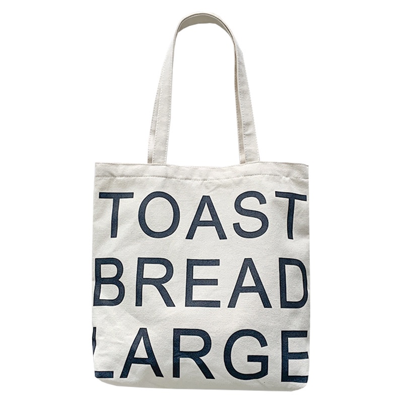 Túi Tote Vải Canvas Toast Bread Large Nữ phong cách Ulzzang Có Khóa Kéo chất liệu dày dặn