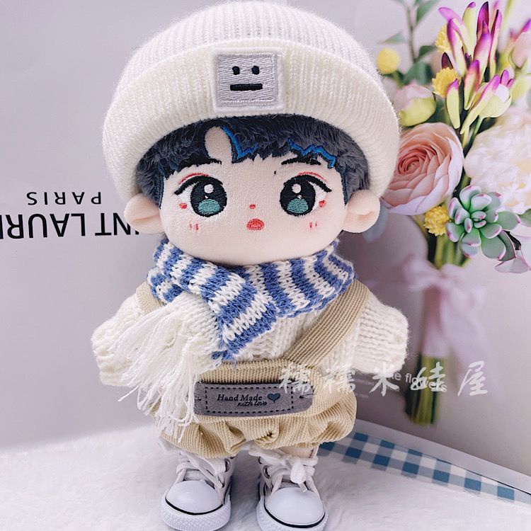 20cm centimeter baby clothes spot sky blue scarf curry straps cute sweater star cotton doll clothes fat body