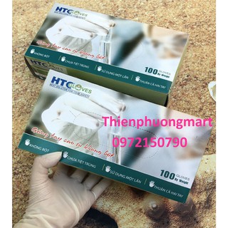 Găng tay Latex màu Trắng Không bột HTC 100 cái - Găng tay y tế trắng không bột ( 50 đôi )